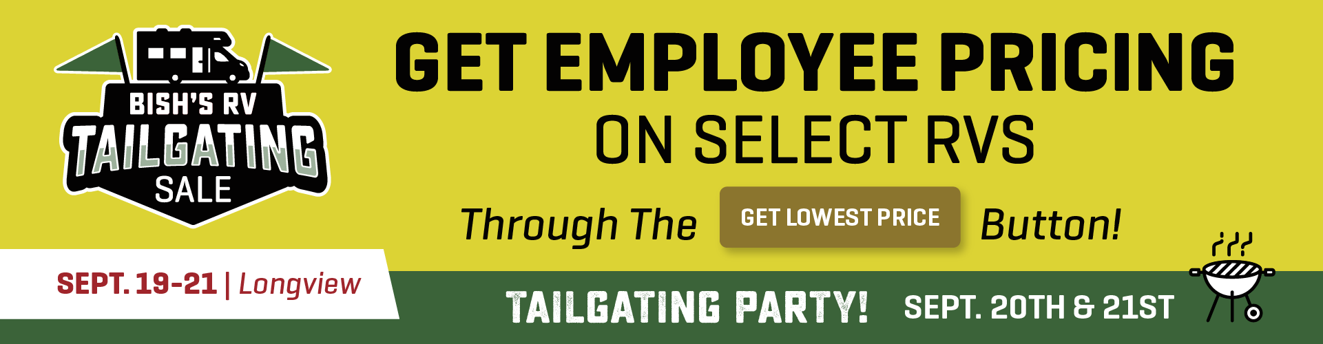 Bish's RV Tailgating Sale  - Sept. 19-21, 2024 - Bish's RV in Longview